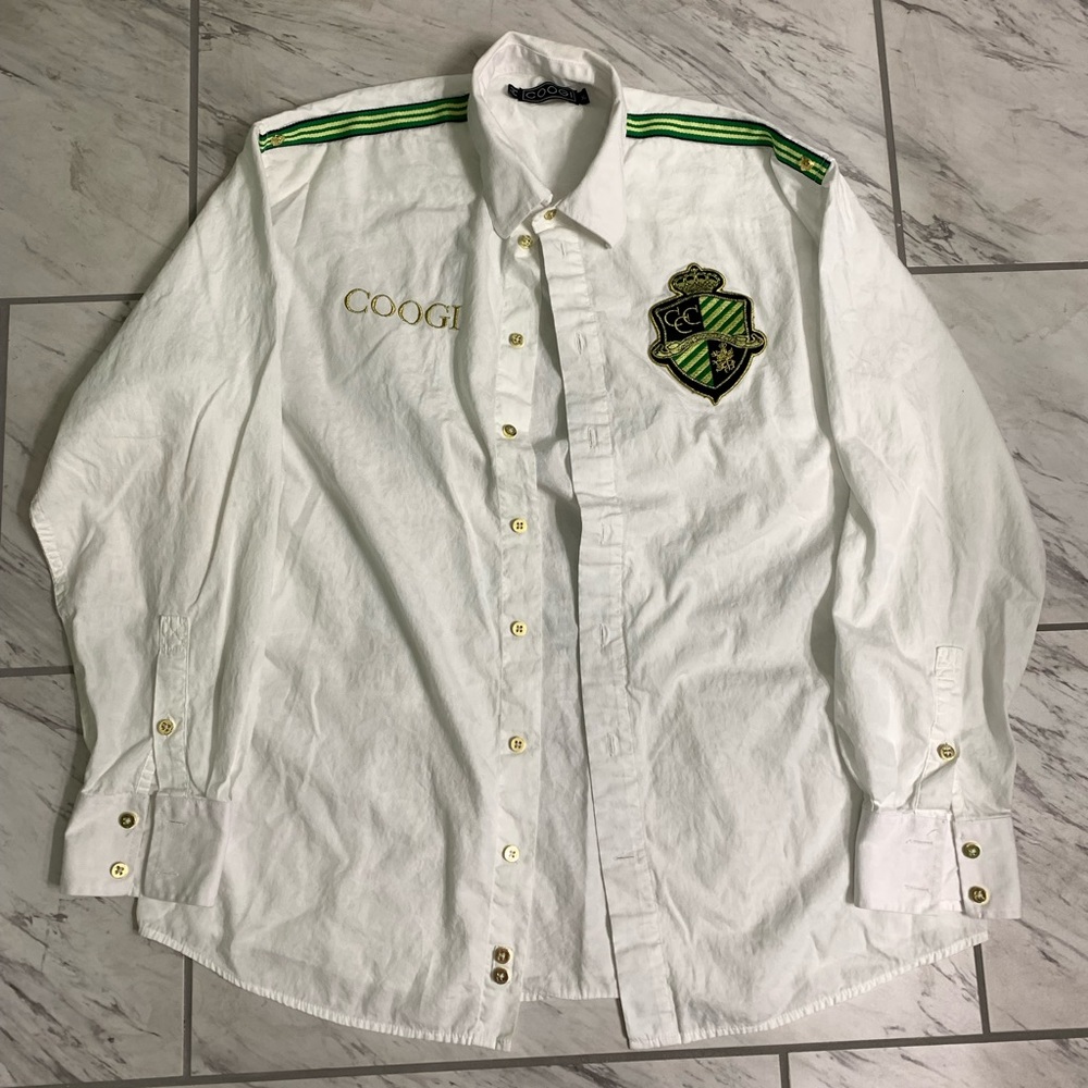 vintage white / gold Coogi button down shirt mens size XL